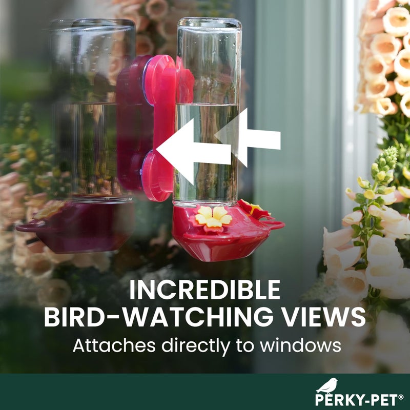 Perky-Pet Window-Mounted Glass Hummingbird Feeder - 14 fl oz Nectar Capacity - Entertaining Bird Watching - Glass Window Bird Feeder - 455-2 - Family Birdwatching - Image 2